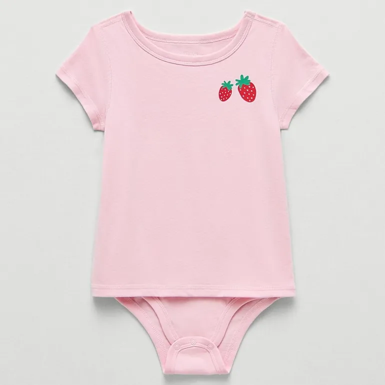 Okie Dokie Toddler Girls Hidden Access Opening Adaptive Round Neck Short Sleeve Bodysuit