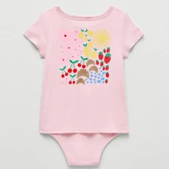 Okie Dokie Toddler Girls Hidden Access Opening Adaptive Round Neck Short Sleeve Bodysuit