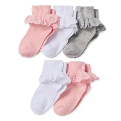 Okie Dokie Toddler Girls 5 Pair Turncuff Socks