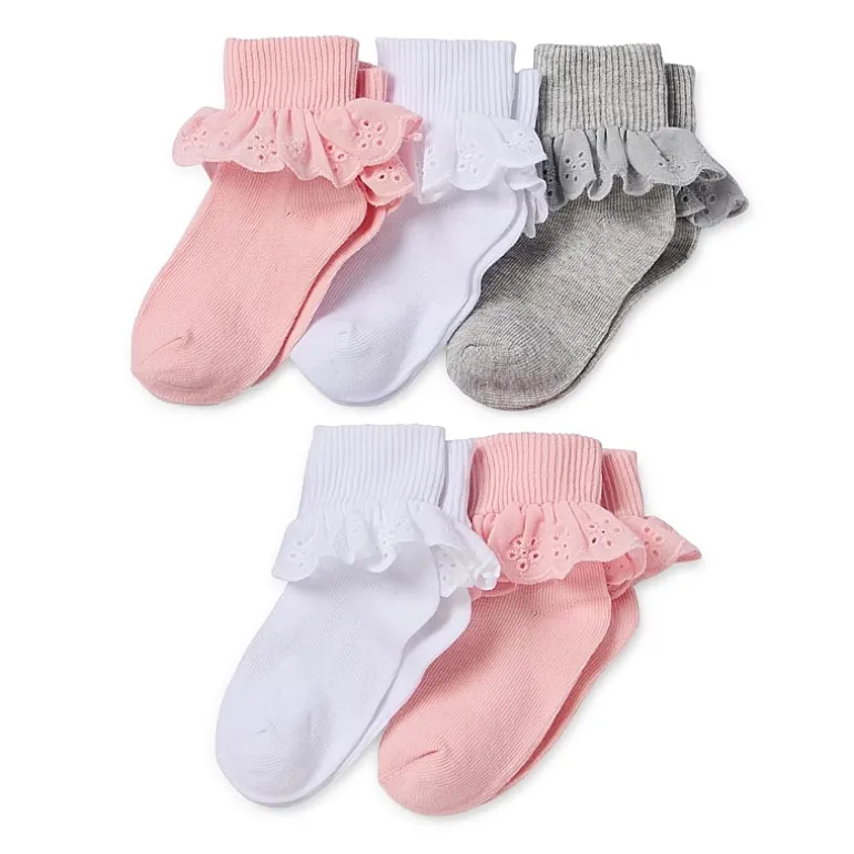 Okie Dokie Toddler Girls 5 Pair Turncuff Socks