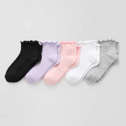 Okie Dokie Toddler Girls 5 Pair Quarter Ankle Socks