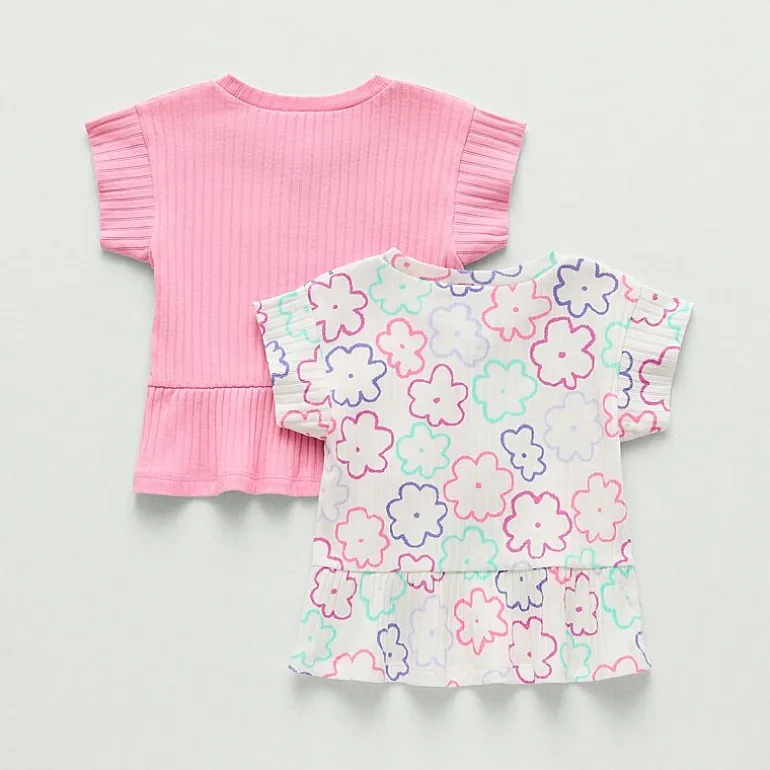 Okie Dokie Toddler Girls Round Neck Short Sleeve 2-pc. Peplum Top