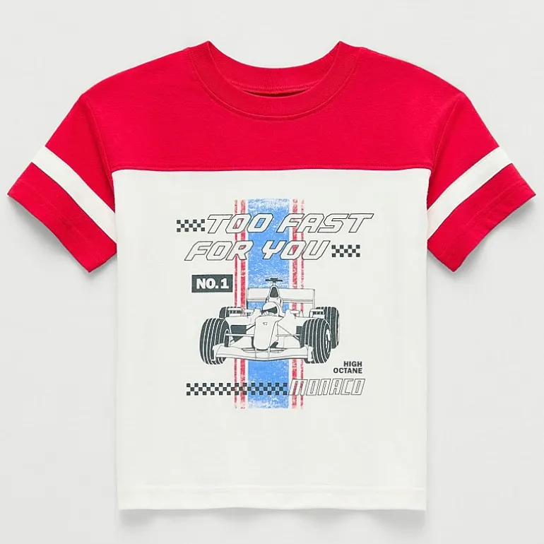 Okie Dokie Toddler & Little Boys Round Neck Short Sleeve Relaxed Fit Graphic T-Shirt