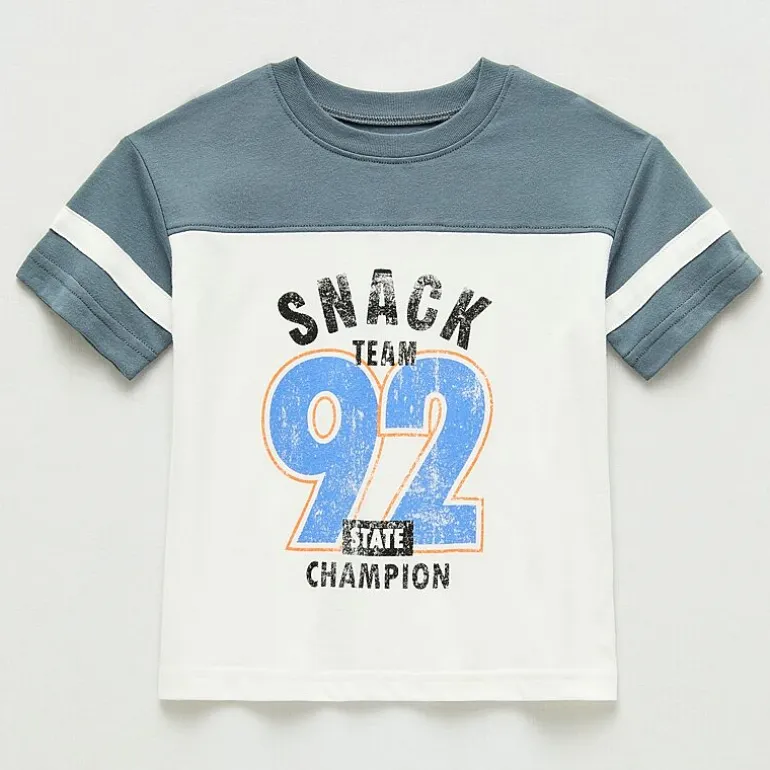 Okie Dokie Toddler & Little Boys Round Neck Short Sleeve Relaxed Fit Graphic T-Shirt