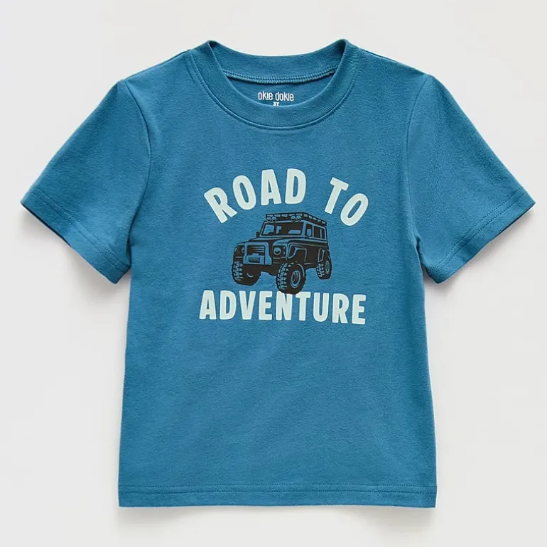 Okie Dokie Toddler & Little Boys Crew Neck Short Sleeve Regular Fit Graphic T-Shirt