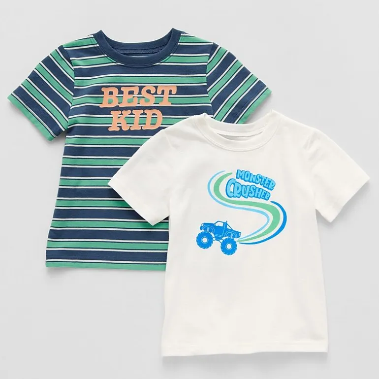 Okie Dokie Toddler & Little Boys Crew Neck Short Sleeve Regular Fit 2-pc. Graphic T-Shirt