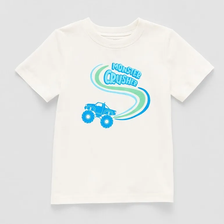 Okie Dokie Toddler & Little Boys Crew Neck Short Sleeve Regular Fit Graphic T-Shirt
