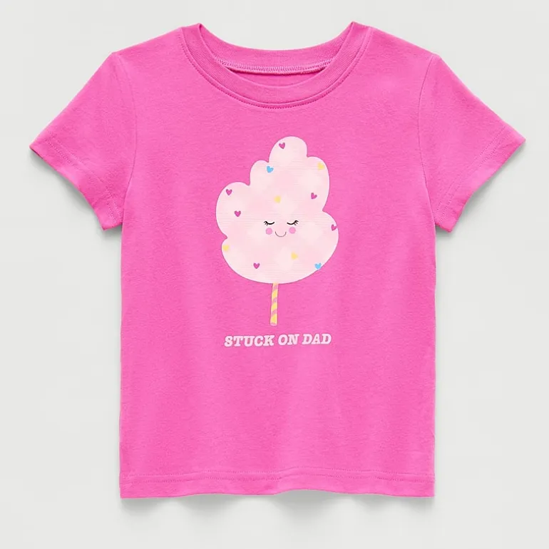 Okie Dokie Toddler & Little Girls Round Neck Short Sleeve Regular Fit Graphic T-Shirt