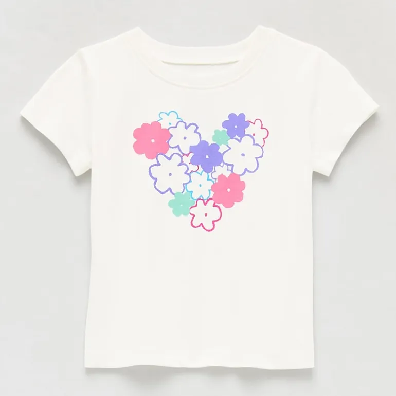 Okie Dokie Toddler & Little Girls Round Neck Short Sleeve Regular Fit Graphic T-Shirt