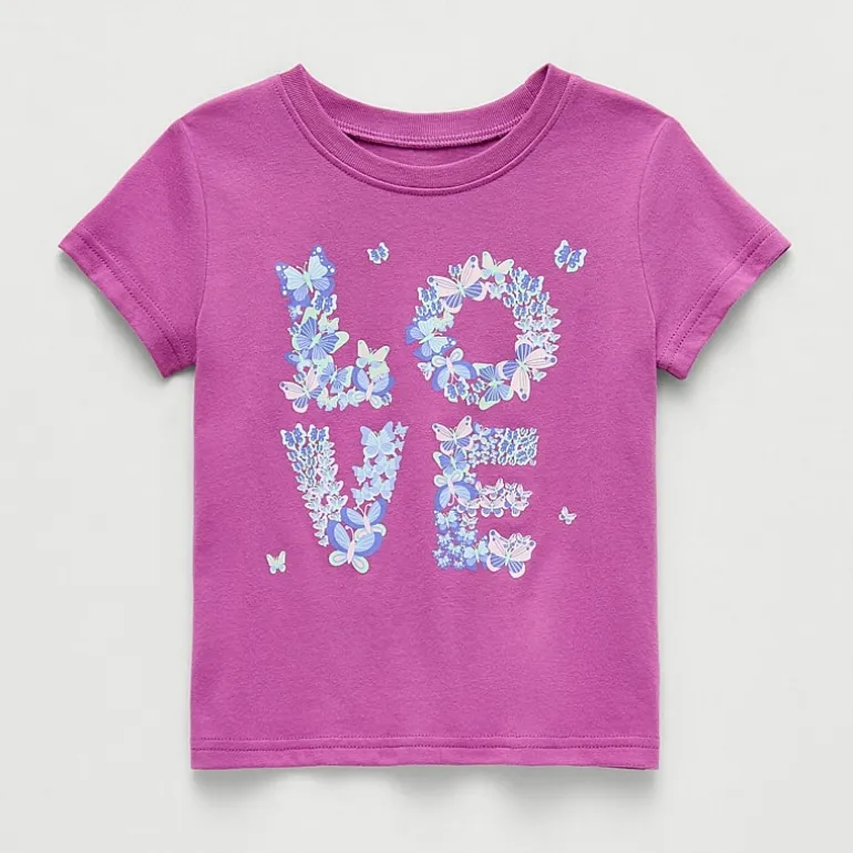 Okie Dokie Toddler & Little Girls Round Neck Short Sleeve Regular Fit Graphic T-Shirt