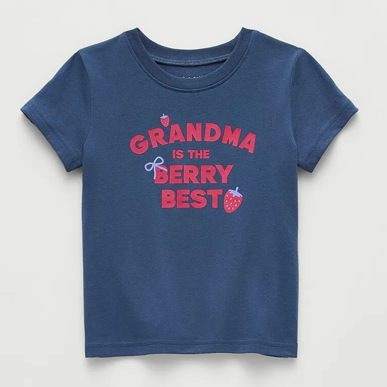 Okie Dokie Toddler & Little Girls Round Neck Short Sleeve Regular Fit Graphic T-Shirt