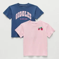 Okie Dokie Toddler & Little Girls Round Neck Short Sleeve Relaxed Fit 2-pc. Graphic T-Shirt