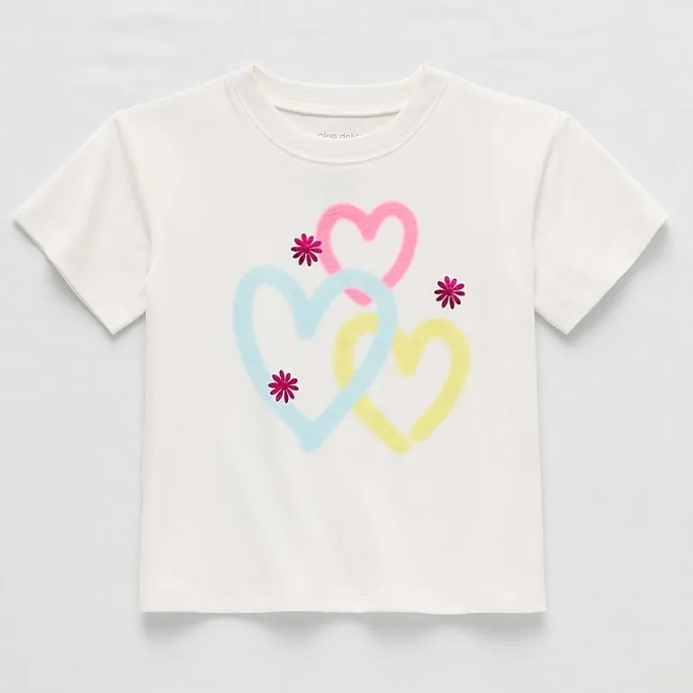 Okie Dokie Toddler & Little Girls Round Neck Short Sleeve Relaxed Fit Graphic T-Shirt
