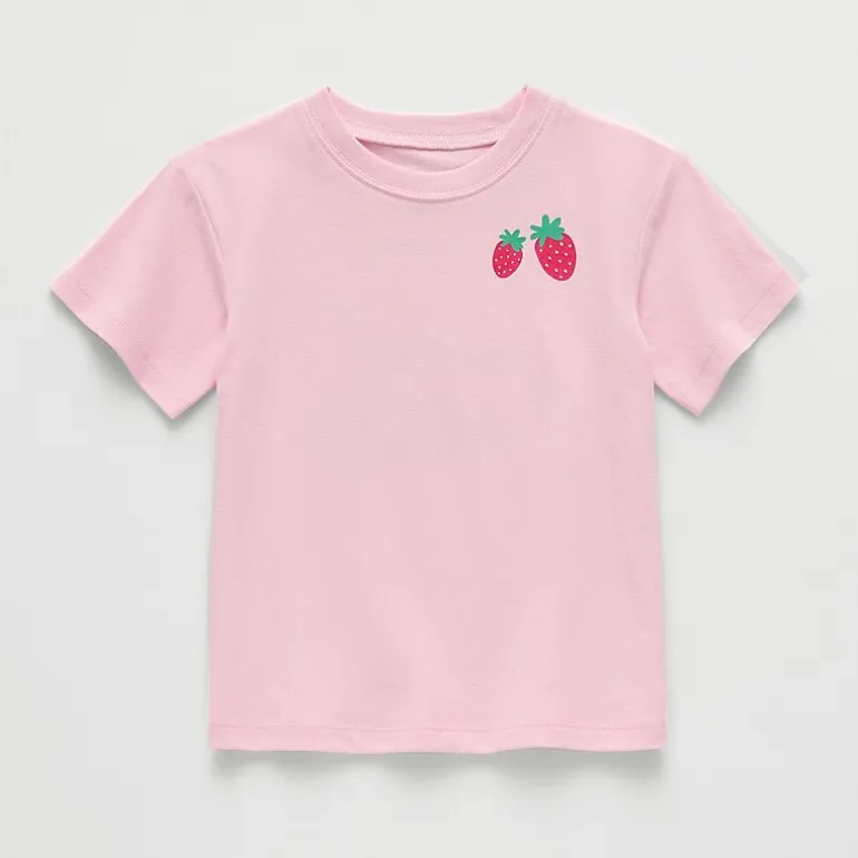 Okie Dokie Toddler & Little Girls Round Neck Short Sleeve Relaxed Fit Graphic T-Shirt