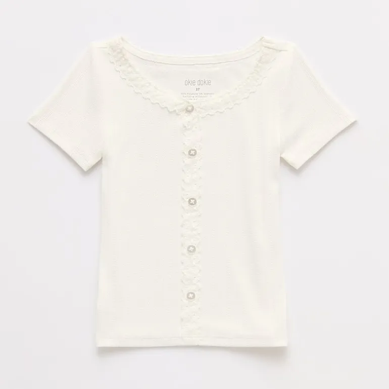 Okie Dokie Toddler & Little Girls Round Neck Short Sleeve Peplum Top