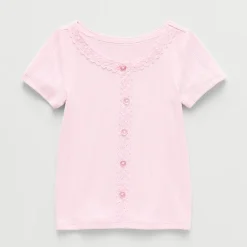 Okie Dokie Toddler & Little Girls Round Neck Short Sleeve Peplum Top
