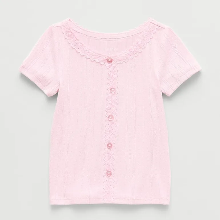 Okie Dokie Toddler & Little Girls Round Neck Short Sleeve Peplum Top