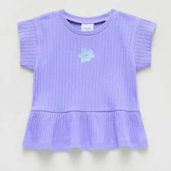 Okie Dokie Toddler & Little Girls Round Neck Short Sleeve Peplum Top