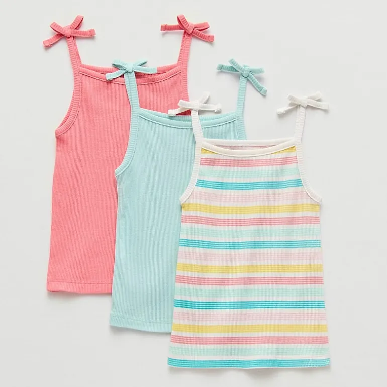 Okie Dokie Toddler & Little Girls Straight Neck Sleeveless 3 Pack Tank Top