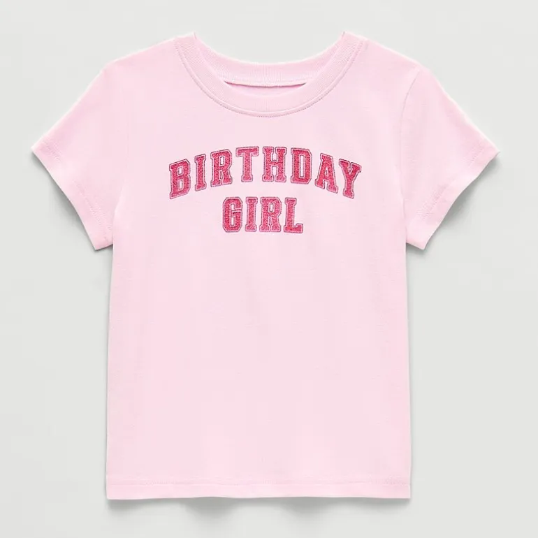 Okie Dokie Toddler & Little Girls Round Neck Short Sleeve Regular Fit Graphic T-Shirt