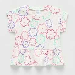 Okie Dokie Toddler & Little Girls Round Neck Short Sleeve Peplum Top