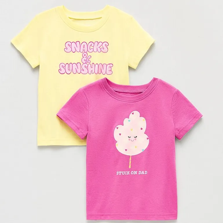 Okie Dokie Toddler & Little Girls Round Neck Short Sleeve Regular Fit 2-pc. Graphic T-Shirt