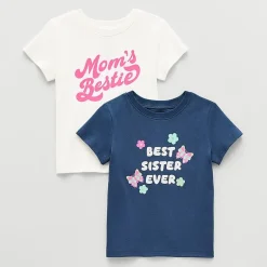 Okie Dokie Toddler & Little Girls Round Neck Short Sleeve Regular Fit 2-pc. Graphic T-Shirt