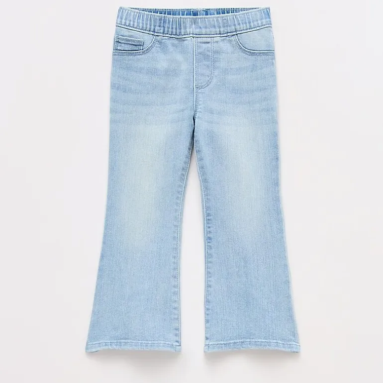 Okie Dokie Toddler & Little Girls Adjustable Waist Stretch Fabric Flare Leg Jean