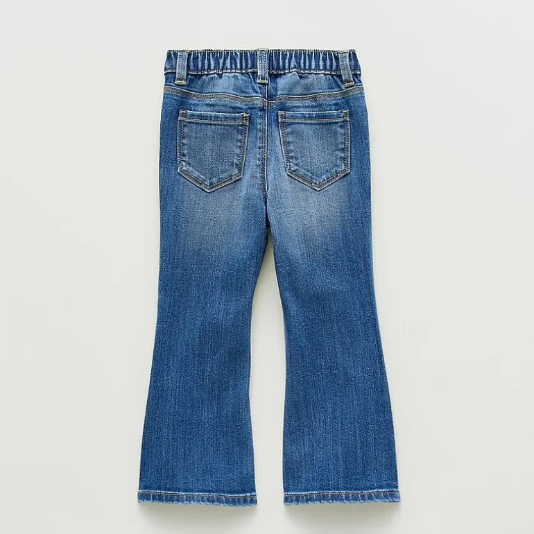 Okie Dokie Toddler & Little Girls Adjustable Waist Stretch Fabric Flare Leg Jean