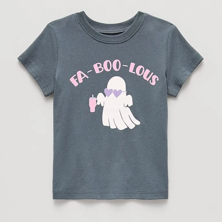 Okie Dokie Toddler & Little Girls Round Neck Short Sleeve Regular Fit Graphic T-Shirt