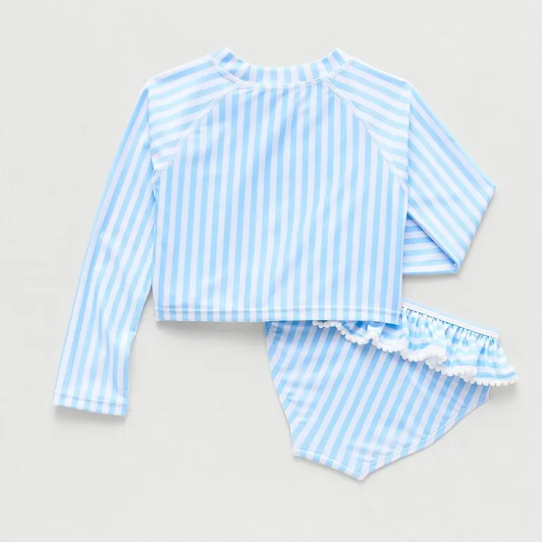 Okie Dokie Toddler & Little Girls UV Protection Striped 2-pc. Rash Guard Set