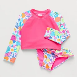 Okie Dokie Toddler & Little Girls Floral 2-pc. Rash Guard Set