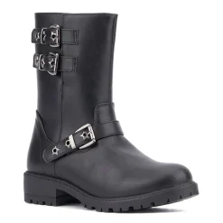 Olivia Miller Little & Big Kid Girls Moto Lug Sole Flat Heel Motorcycle Boots
