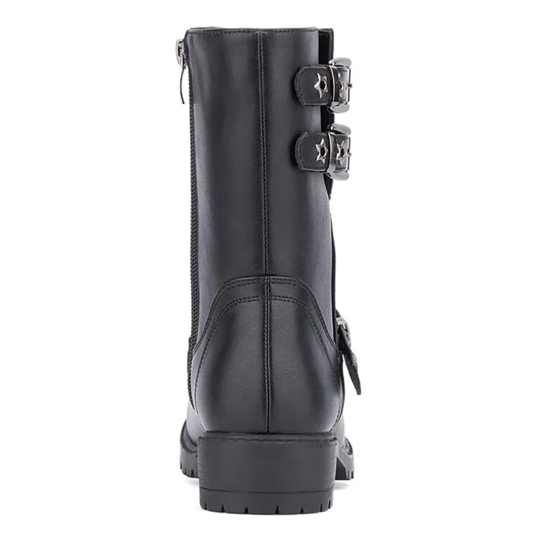Olivia Miller Little & Big Kid Girls Moto Lug Sole Flat Heel Motorcycle Boots