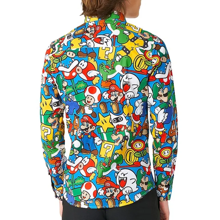 Opposuits Big Kid Boys Spread Collar Long Sleeve Super Mario Dress Shirt