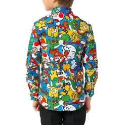 Opposuits Little Boys Spread Collar Long Sleeve Super Mario Dress Shirt