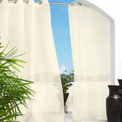 Outdoor Decor Escape Solid Grommet Top Energy Saving Light-Filtering Single Outdoor Curtain Panel