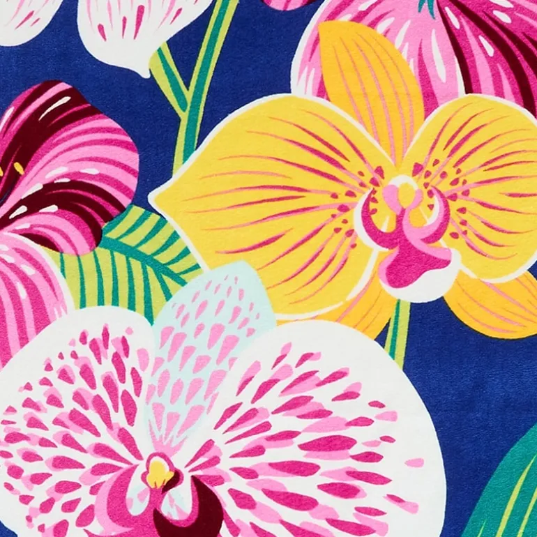Outdoor Oasis Orchid Print Beach Towel