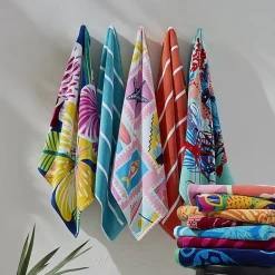 Outdoor Oasis Tropical Floral Jacquard Beach Towel