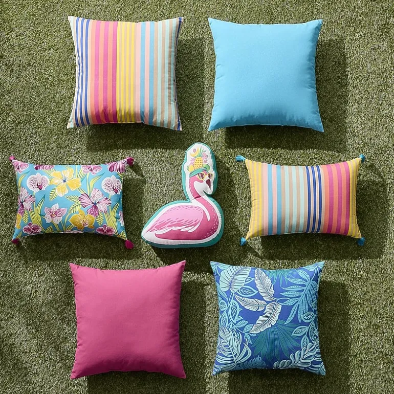 Outdoor Oasis 20"X 20" Horizon Turquoise Square Throw Pillow