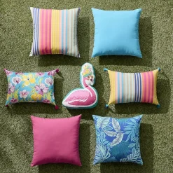 Outdoor Oasis 20"X 20" Stripe Print Square Throw Pillow
