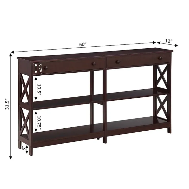 Oxford 2-Drawer Storage Console Table with Shelves