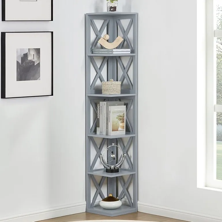 Oxford 5-Shelf Corner Bookcase