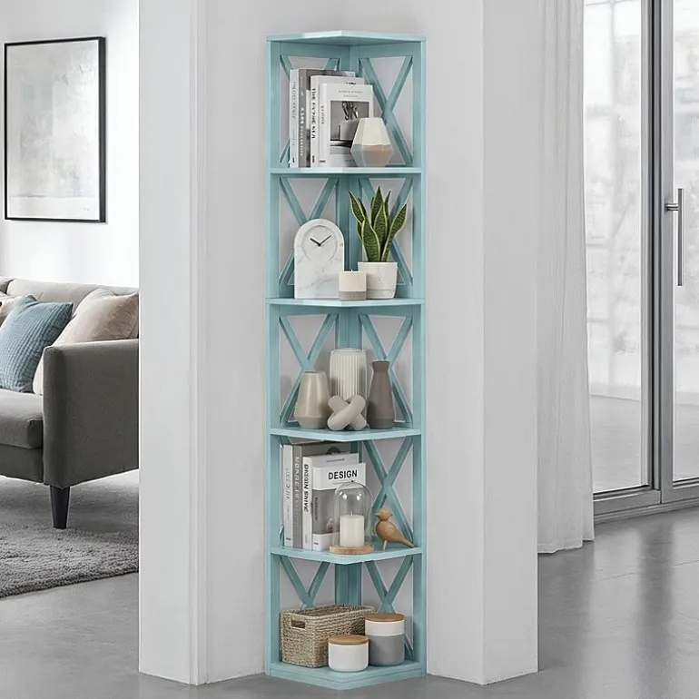 Oxford 5-Shelf Corner Bookcase