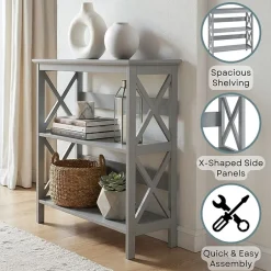 Oxford 3-Tier Bookcase Entryway Hall Table