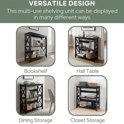 Oxford 3-Tier Bookcase Entryway Hall Table