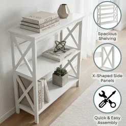 Oxford 3-Tier Bookcase Entryway Hall Table