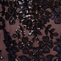 Papell Boutique Womens V Neck 3/4 Sleeve Fitted Beaded Embellished Evening Gown