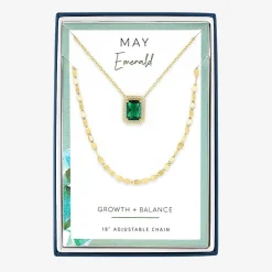 2-pc.Birthstone Necklace Set in Pure Silver Over Brass