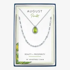 2-pc.Birthstone Necklace Set in Pure Silver Over Brass